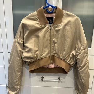 NWT Zara Cropped Satin Bomber Jacket